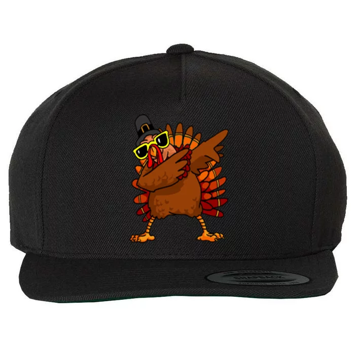 Dabbing Turkey, Thanksgiving Funny Cute Wool Snapback Cap