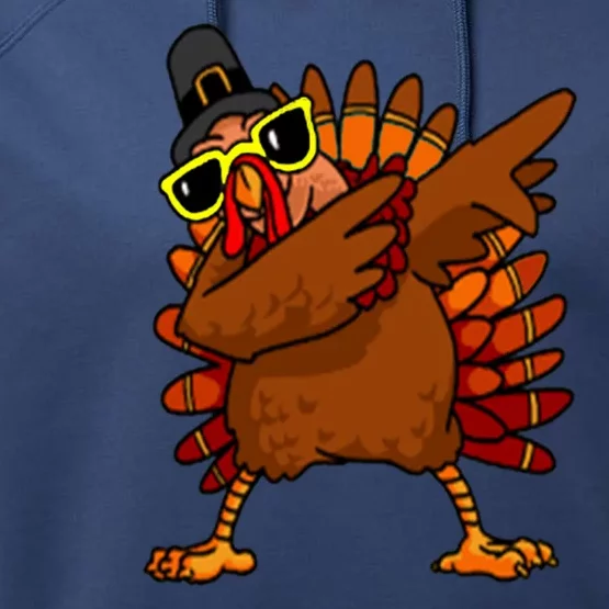 Dabbing Turkey, Thanksgiving Funny Cute Performance Fleece Hoodie