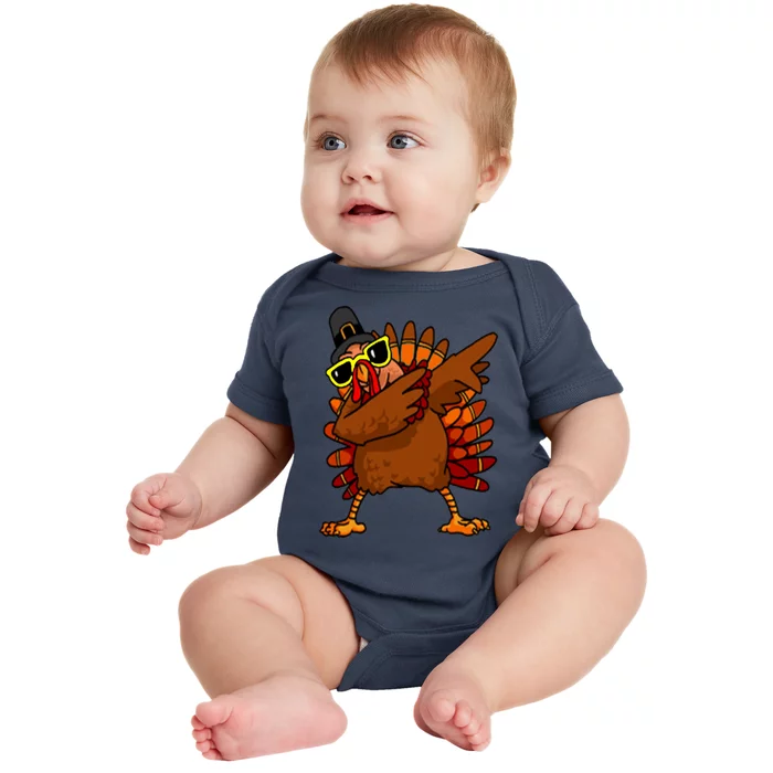 Dabbing Turkey, Thanksgiving Funny Cute Baby Bodysuit