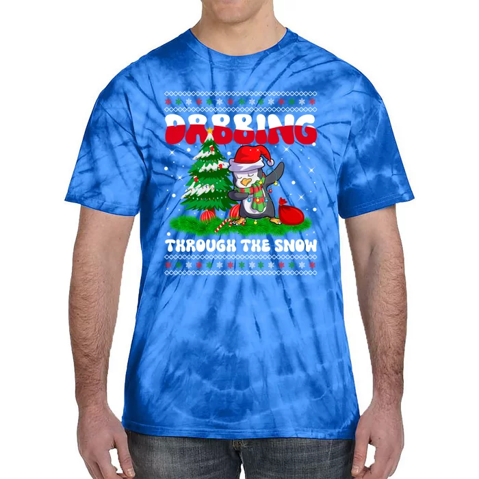 Dabbing Through The Snow Dab Dance Penguin Christmas Lights Great Gift Tie-Dye T-Shirt