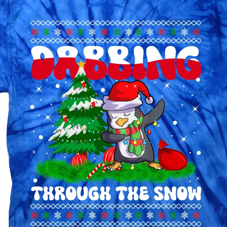 Dabbing Through The Snow Dab Dance Penguin Christmas Lights Great Gift Tie-Dye T-Shirt