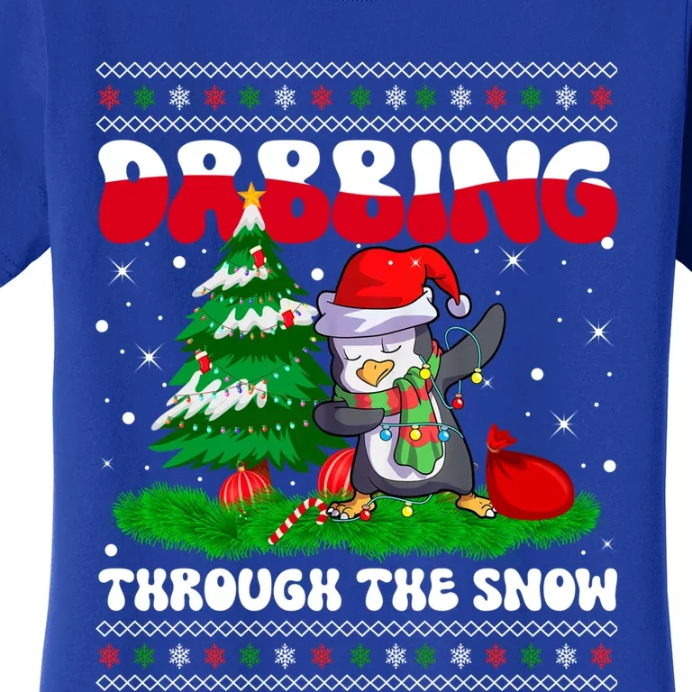 Dabbing Through The Snow Dab Dance Penguin Christmas Lights Great Gift Women's T-Shirt