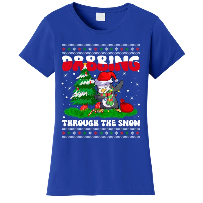 Dabbing Through The Snow Dab Dance Penguin Christmas Lights Great Gift Women's T-Shirt