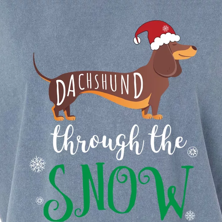 Dachshund Through The Snow Funny Pun Unisex Gift Design Garment-Dyed Women's Muscle Tee