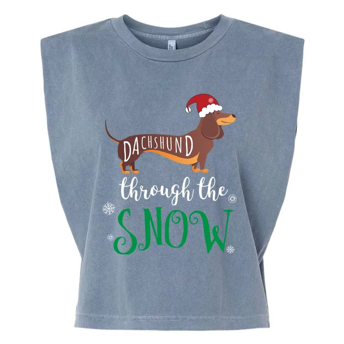 Dachshund Through The Snow Funny Pun Unisex Gift Design Garment-Dyed Women's Muscle Tee