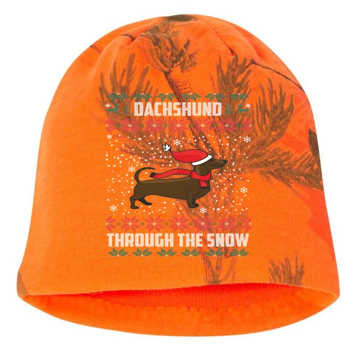 Dachshund Through The Snow Ugly Christmas Gift Funny Gift Kati - Camo Knit Beanie