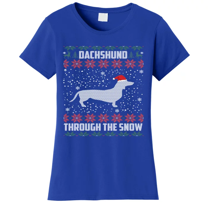 Dachshund Through The Snow Ugly Christmas Gift Meaningful Gift Women's T-Shirt