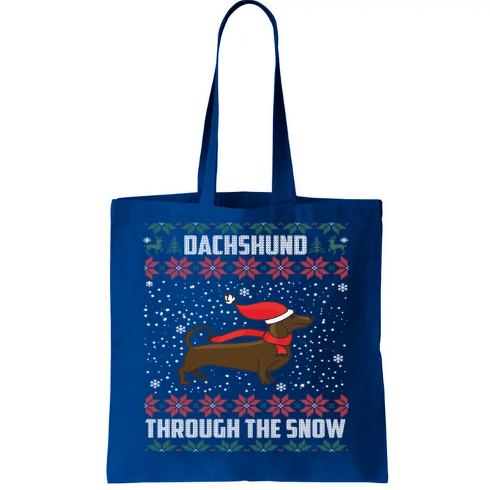 Dachshund Through The Snow Ugly Christmas Gift Tote Bag