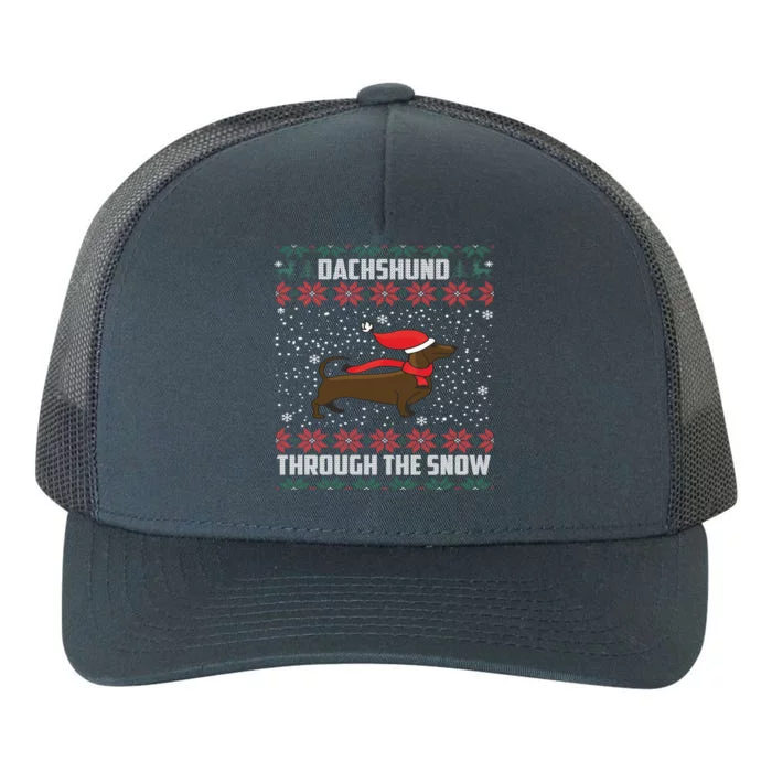 Dachshund Through The Snow Ugly Christmas Gift Yupoong Adult 5-Panel Trucker Hat