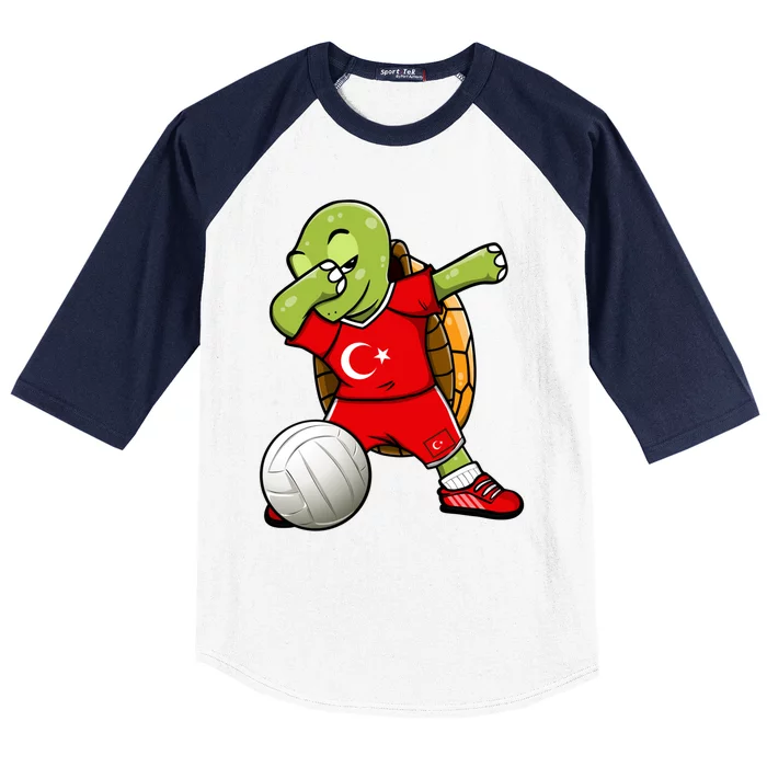 Dabbing Turtle Turkey Volleyball Fans Jersey Turkish Flag Gift Baseball Sleeve Shirt