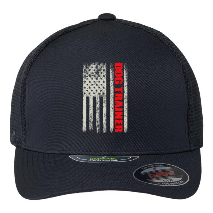 Dog Trainer Usa Flag Dog Training Fun K9 Training Show Dog Flexfit Unipanel Trucker Cap