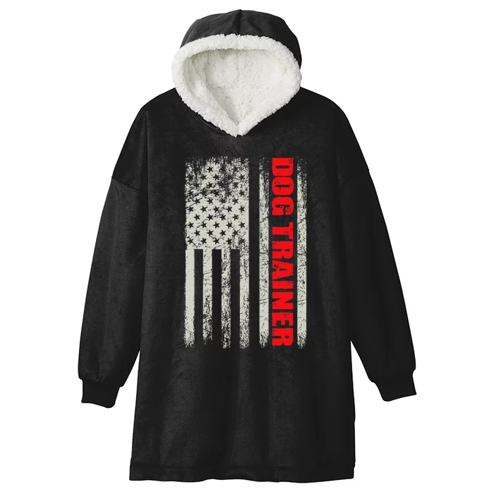 Dog Trainer Usa Flag Dog Training Fun K9 Training Show Dog Hooded Wearable Blanket