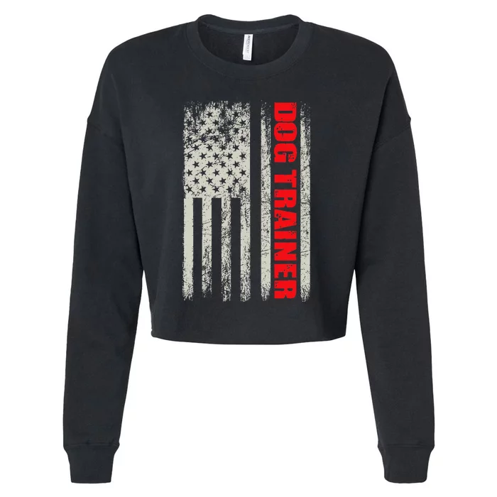 Dog Trainer Usa Flag Dog Training Fun K9 Training Show Dog Cropped Pullover Crew