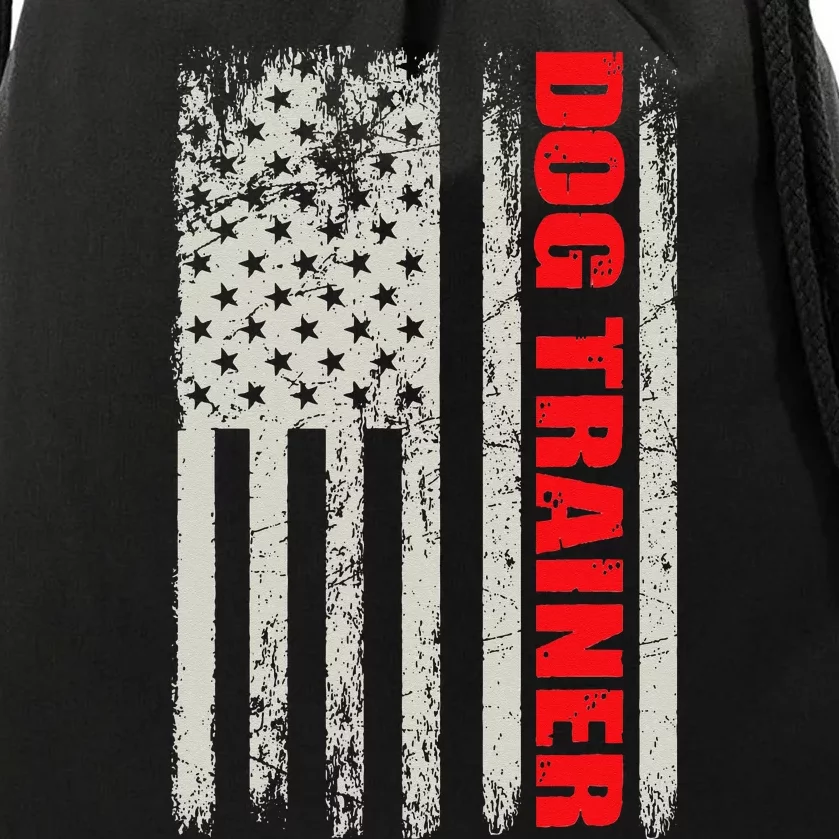 Dog Trainer USA Flag Dog Training Fun K9 Training Show Dog Drawstring Bag