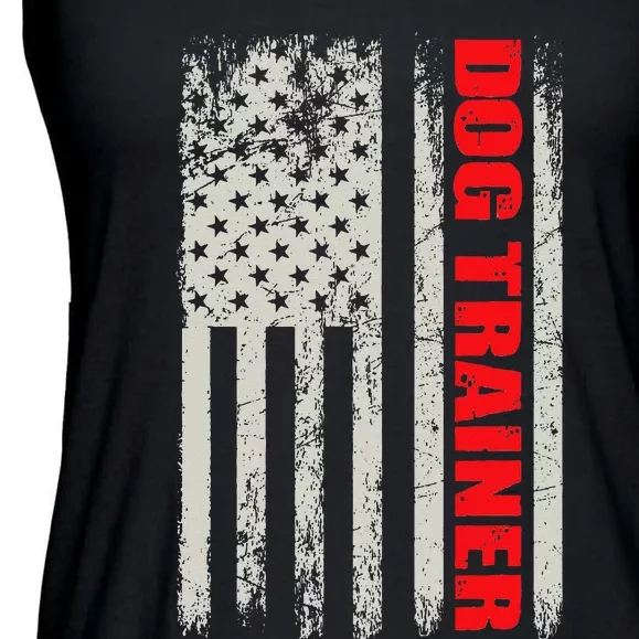 Dog Trainer USA Flag Dog Training Fun K9 Training Show Dog Ladies Essential Flowy Tank