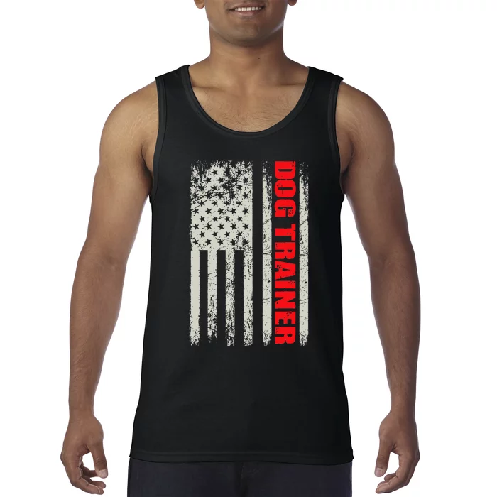 Dog Trainer USA Flag Dog Training Fun K9 Training Show Dog Tank Top