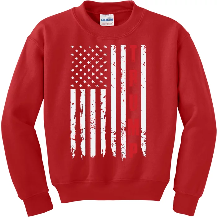 Donald Trump Usa President Vintage Flag On Back Kids Sweatshirt