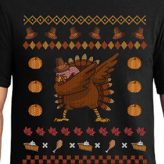 Dabbing Turkey Ugly Christmas Sweater Funny Thanksgiving Gift Pajama Set