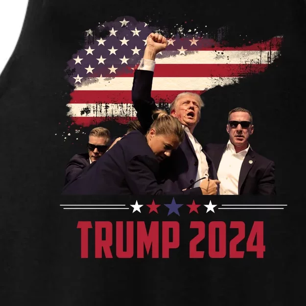 Donald Trump Usa Flag Fist Fight Election 2024 Ladies Tri-Blend Wicking Tank