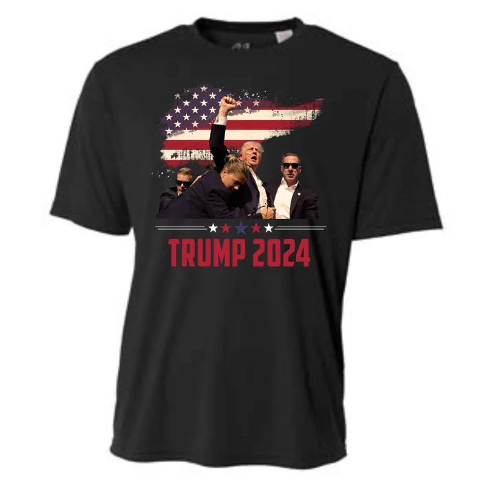 Donald Trump Usa Flag Fist Fight Election 2024 Cooling Performance Crew T-Shirt