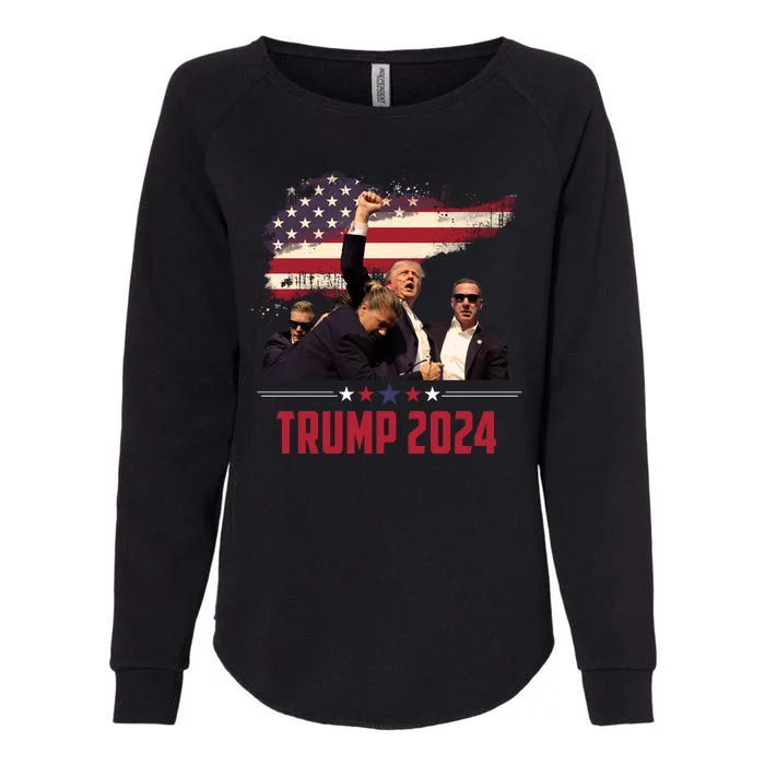 Donald Trump Usa Flag Fist Fight Election 2024 Womens California Wash Sweatshirt