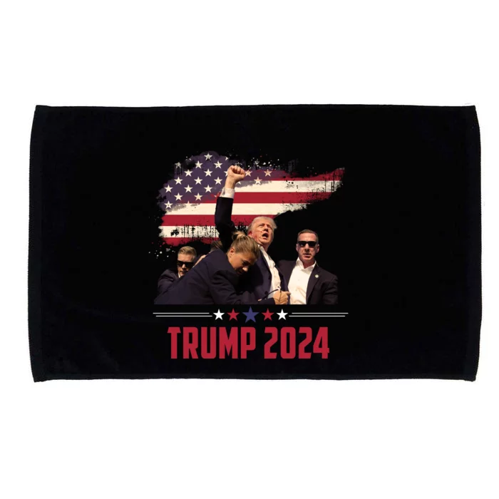 Donald Trump Usa Flag Fist Fight Election 2024 Microfiber Hand Towel