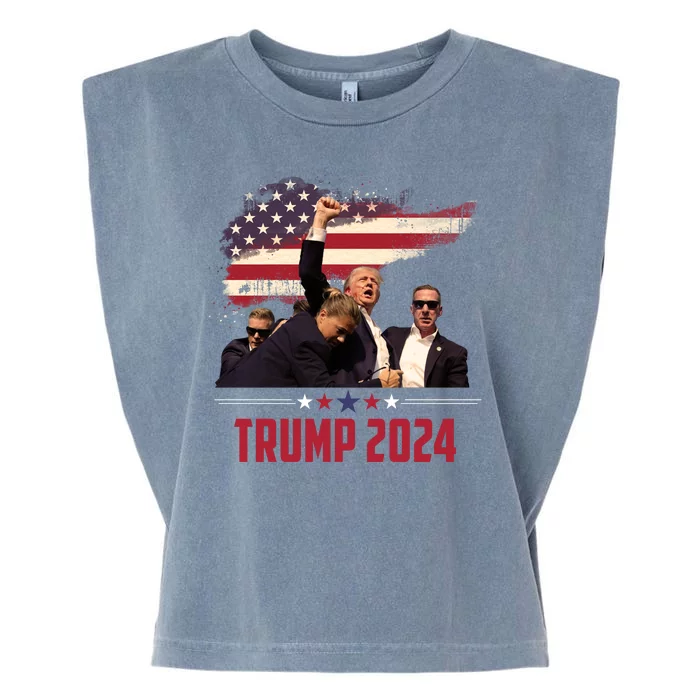 Donald Trump Usa Flag Fist Fight Election 2024 Garment-Dyed Women's Muscle Tee