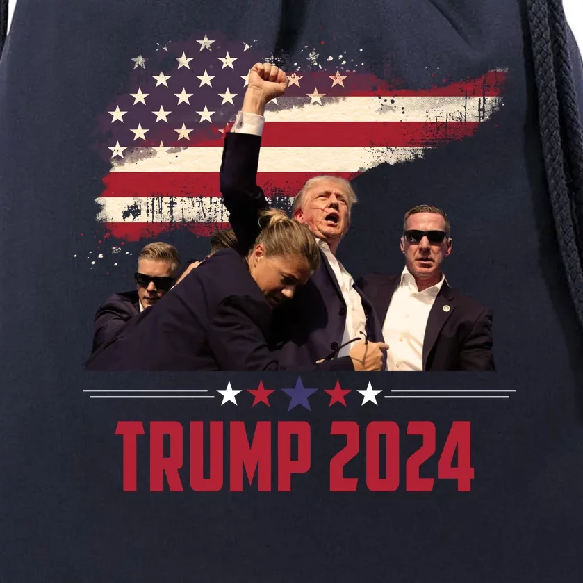 Donald Trump Usa Flag Fist Fight Election 2024 Drawstring Bag