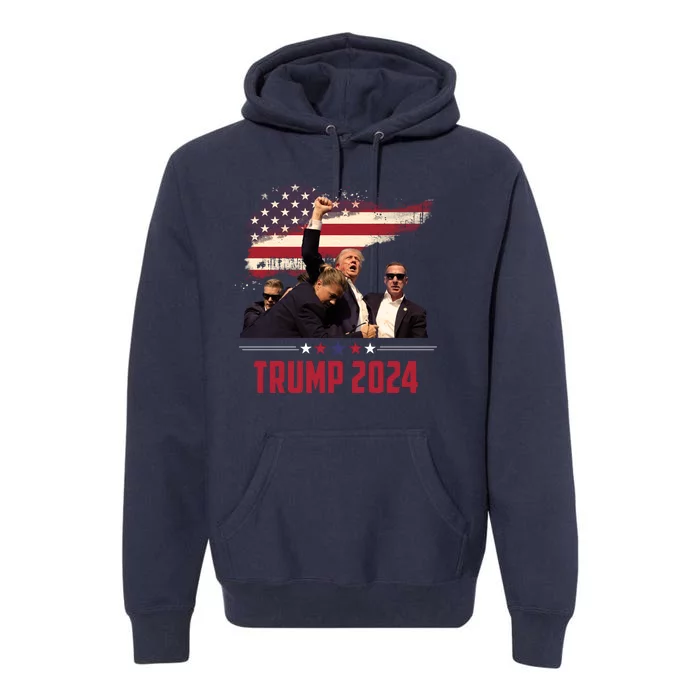 Donald Trump Usa Flag Fist Fight Election 2024 Premium Hoodie