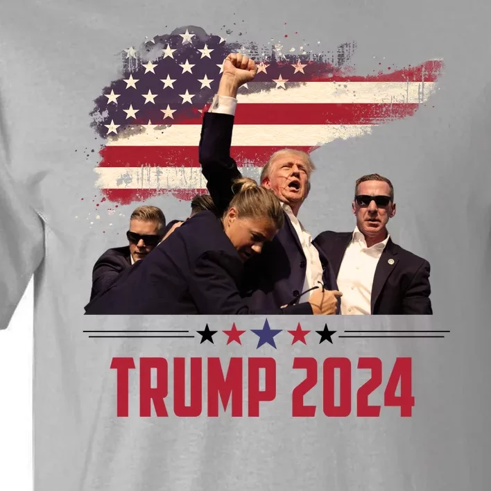 Donald Trump Usa Flag Fist Fight Election 2024 Tall T-Shirt