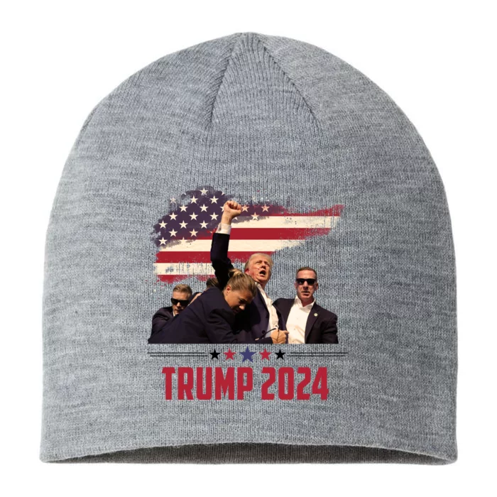 Donald Trump Usa Flag Fist Fight Election 2024 8 1/2in Sustainable Knit Beanie