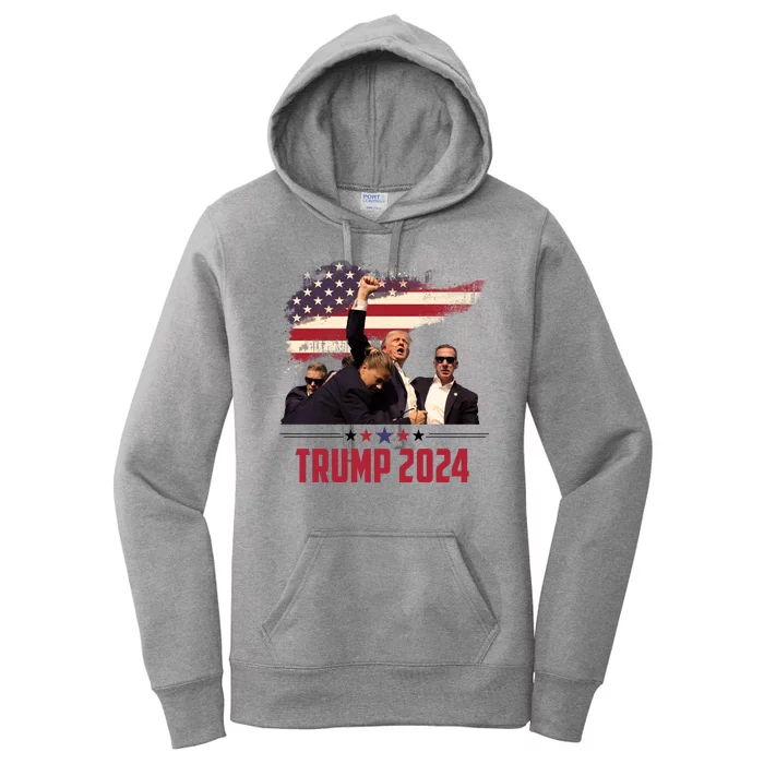 Donald Trump Usa Flag Fist Fight Election 2024 Women's Pullover Hoodie