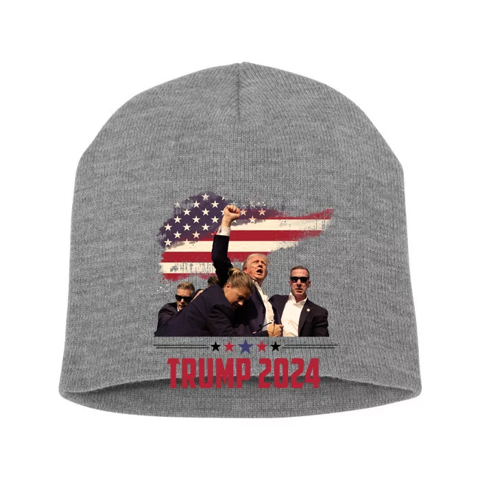 Donald Trump Usa Flag Fist Fight Election 2024 Short Acrylic Beanie