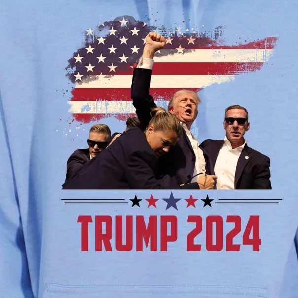 Donald Trump Usa Flag Fist Fight Election 2024 Unisex Surf Hoodie