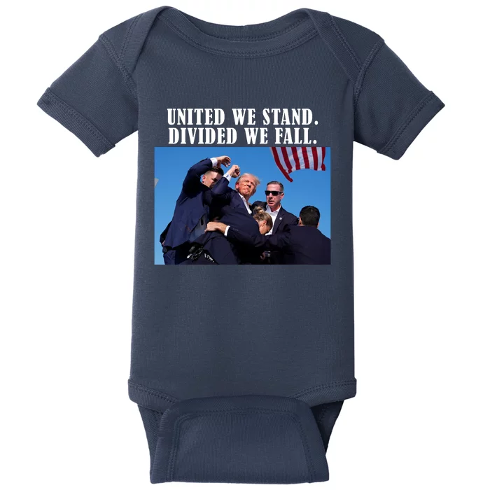 Donald Trump United We Stand Dived We Fall Baby Bodysuit