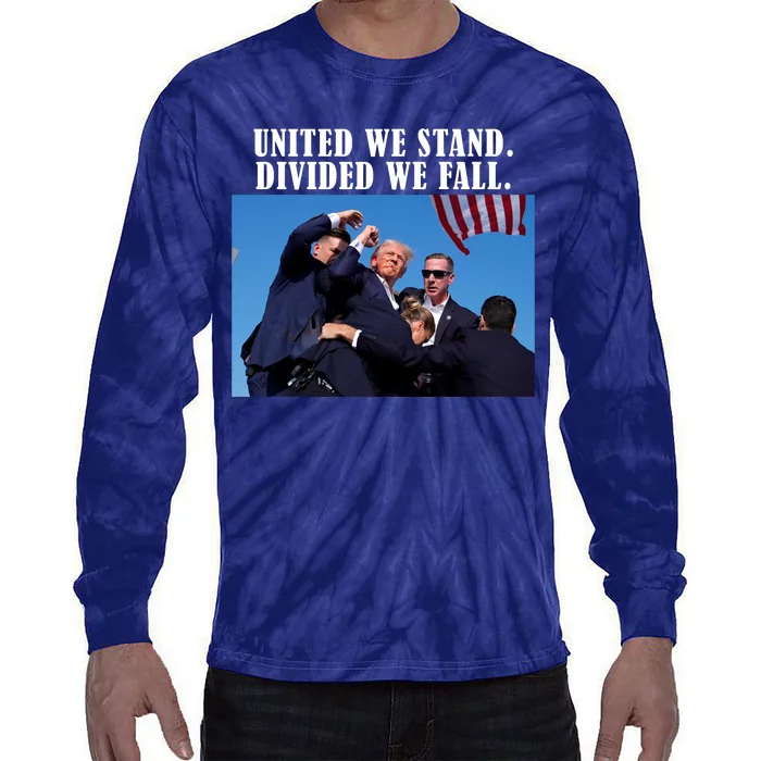 Donald Trump United We Stand Dived We Fall Tie-Dye Long Sleeve Shirt