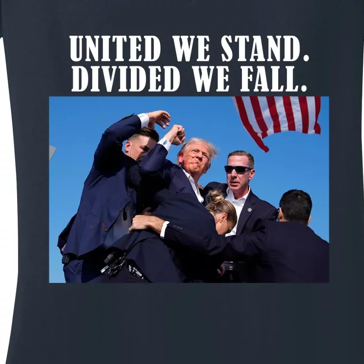 Donald Trump United We Stand Dived We Fall Women's V-Neck T-Shirt