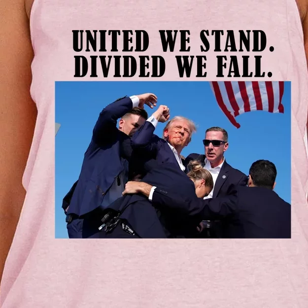 Donald Trump United We Stand Dived We Fall Women's Knotted Racerback Tank