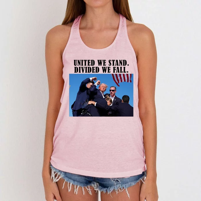 Donald Trump United We Stand Dived We Fall Women's Knotted Racerback Tank