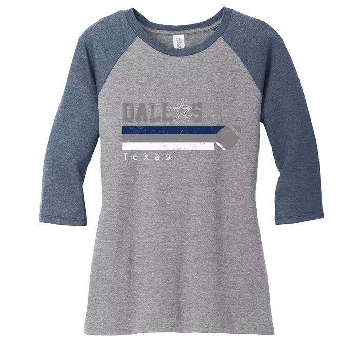 Dallas Texas Vintage Retro Football Women's Tri-Blend 3/4-Sleeve Raglan Shirt