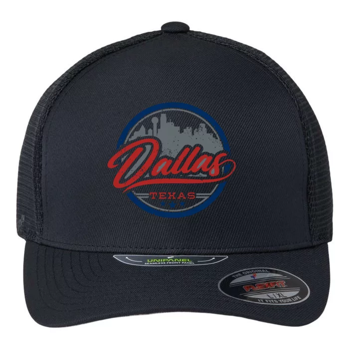 Dallas Texas Vintage Travel Stamp Flexfit Unipanel Trucker Cap