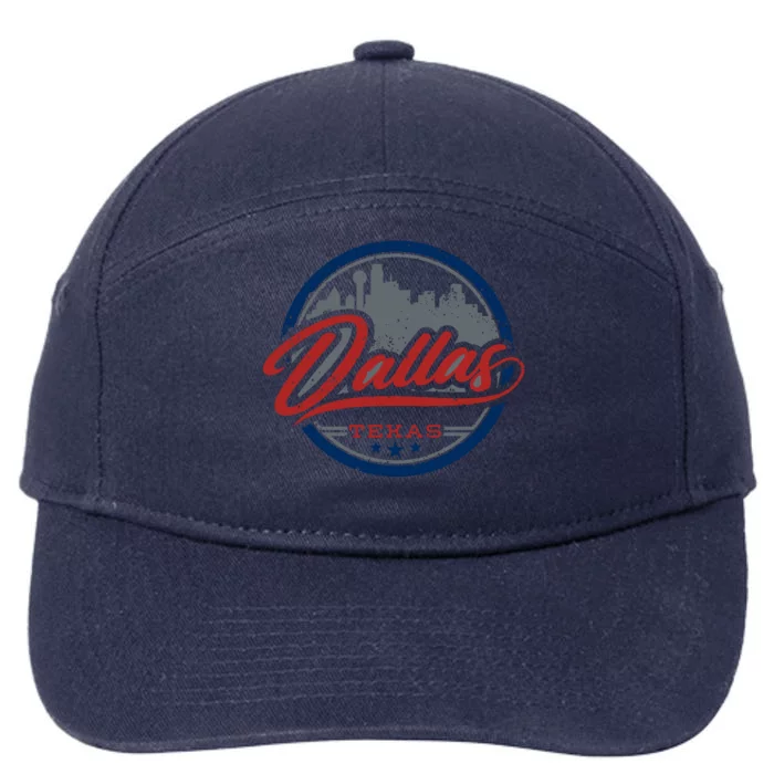 Dallas Texas Vintage Travel Stamp 7-Panel Snapback Hat