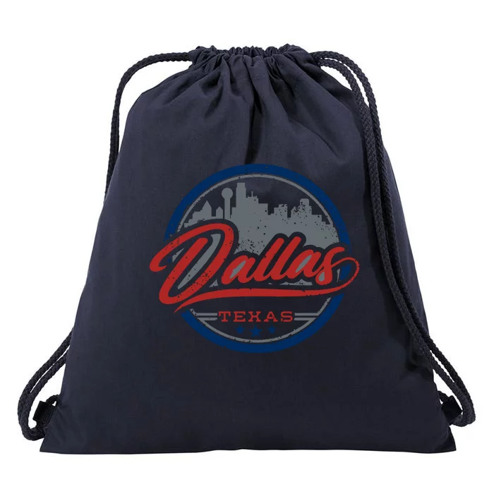 Dallas Texas Vintage Travel Stamp Drawstring Bag