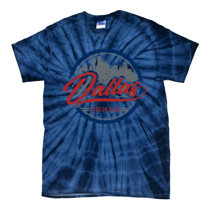 Dallas Texas Vintage Travel Stamp Tie-Dye T-Shirt