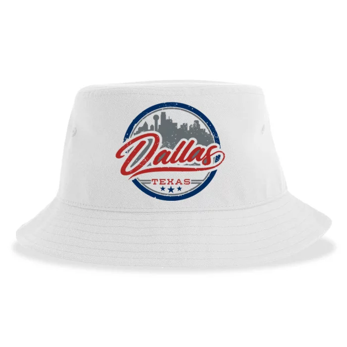 Dallas Texas Vintage Travel Stamp Sustainable Bucket Hat