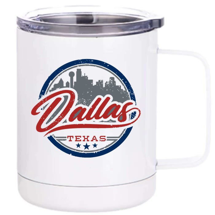 Dallas Texas Vintage Travel Stamp Front & Back 12oz Stainless Steel Tumbler Cup