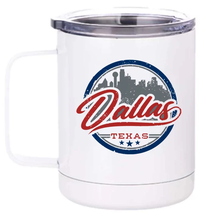 Dallas Texas Vintage Travel Stamp Front & Back 12oz Stainless Steel Tumbler Cup