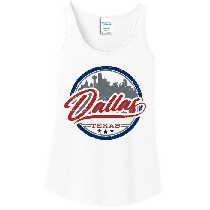 Dallas Texas Vintage Travel Stamp Ladies Essential Tank