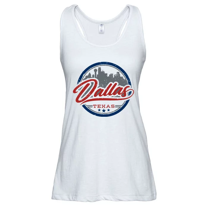 Dallas Texas Vintage Travel Stamp Ladies Essential Flowy Tank