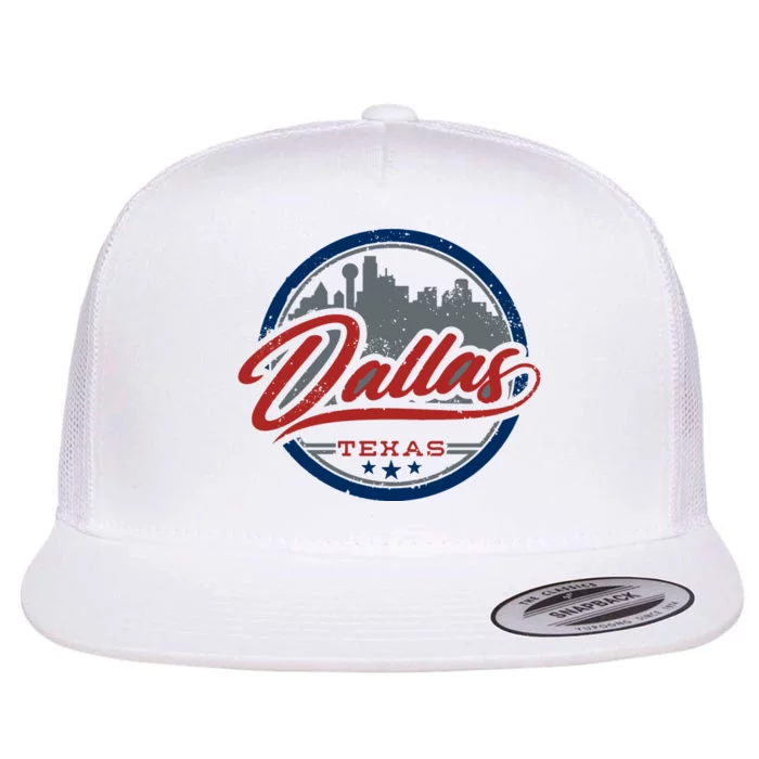 Dallas Texas Vintage Travel Stamp Flat Bill Trucker Hat